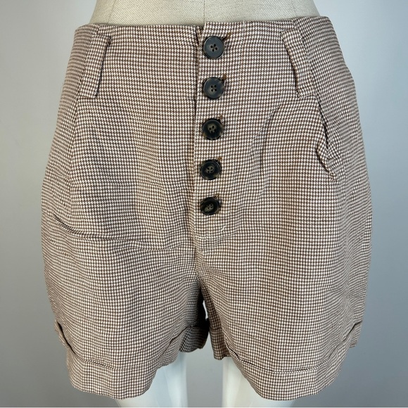 Frank & Oak High Waist Houndstooth Shorts 6 - Picture 1 of 9